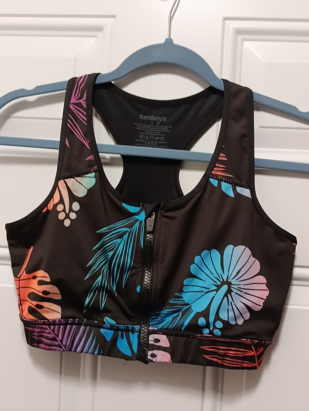 tomboyx| Swim Racerback Zip Compression Top - Tropadelic Sz S